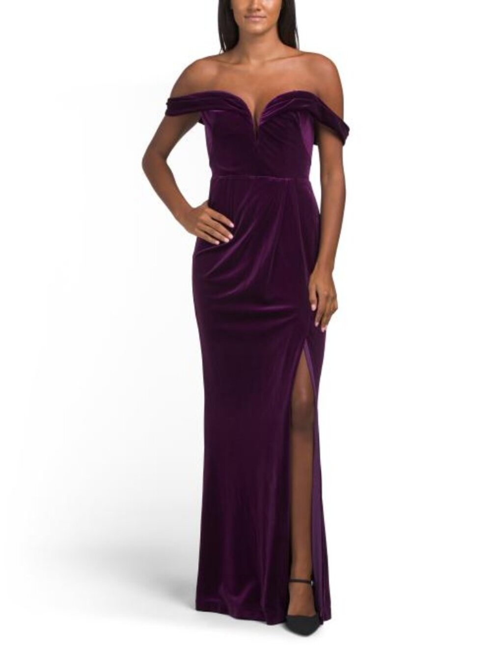 MARCHESA NOTTE Velvet Plunging Gown